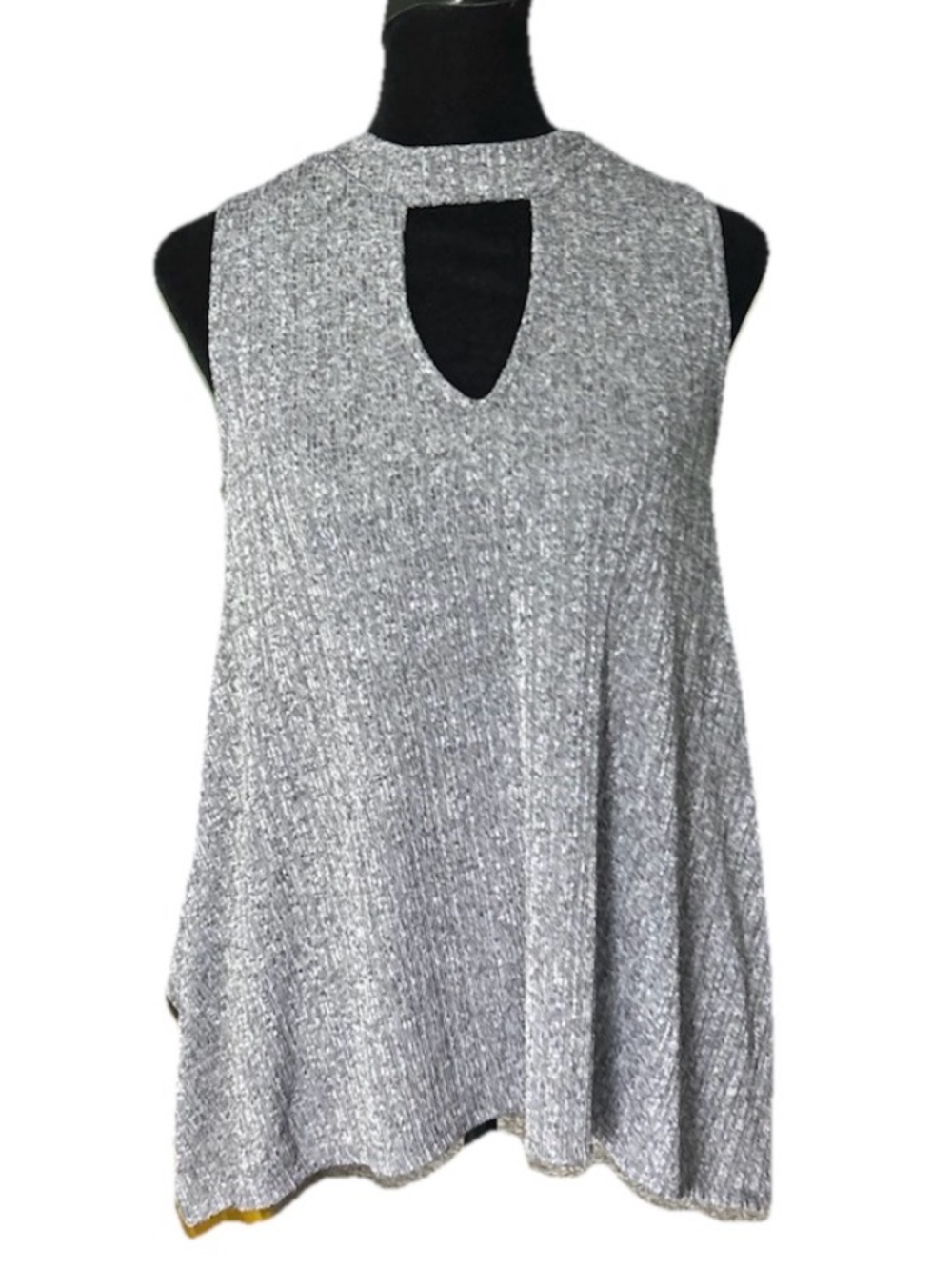 Jennifer Lopez Gray Sleeveless Knit Keyhole Tunic Blouse, Size S - Picture 1 of 4